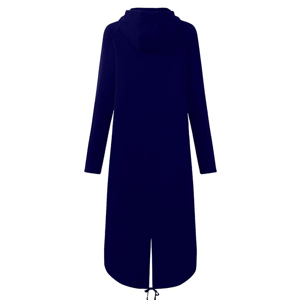 Женская модная куртка с капюшоном с длинным рукавом, длинное однотонное пальто с карманом