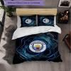 Manchester City Pattern 3 Pieces Bedding Set Soft Microfiber Duvet Cover with Pillow Cases for Bedroom
