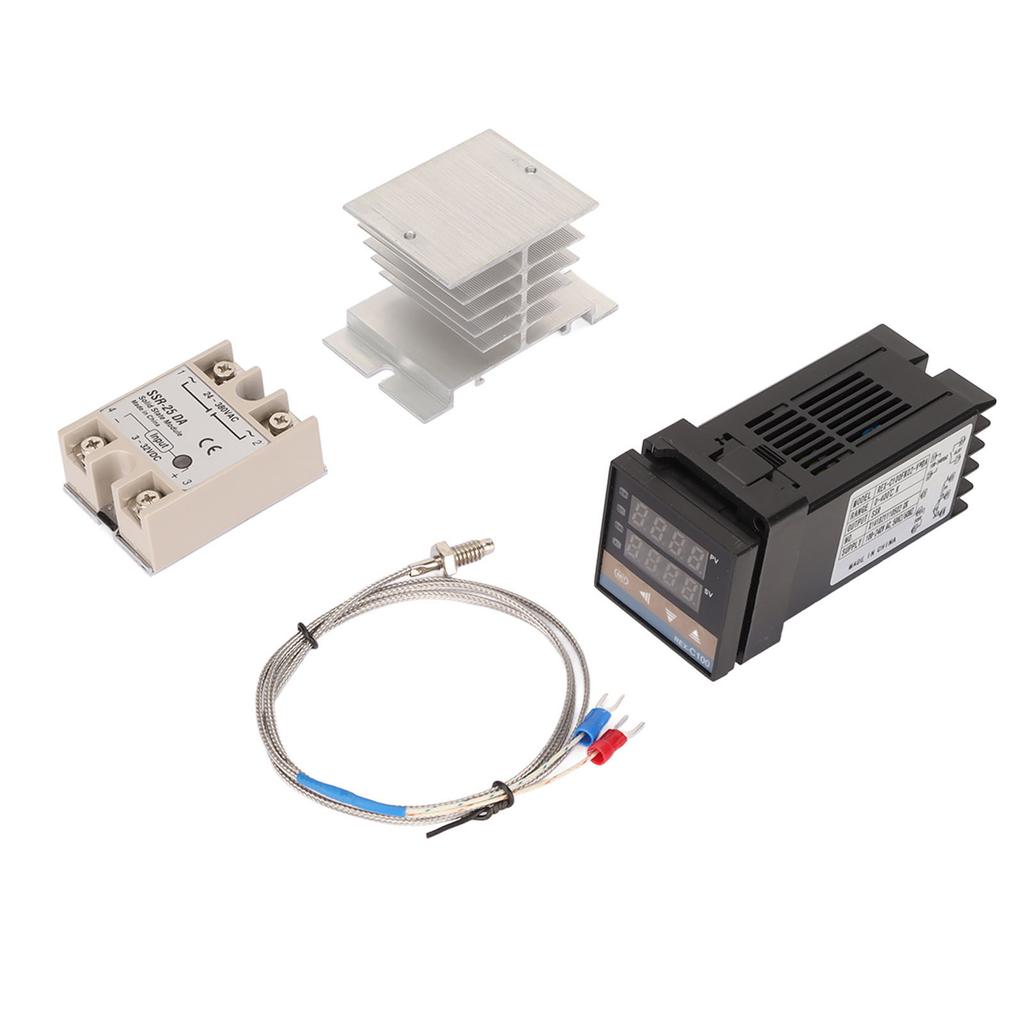 Digital PID Thermostat Set Thermocouple Heat Sink Relay Temperature Controller Set with Bracket for Farm Chicken House