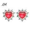 Sweet Style DIY Ornaments 2Pcs Cat Eye Heart Faux Gems, Alloy Rhinestone Brooch Buttons, 23mm Craft Supplies Flatback Gemstone Hearts for Hair