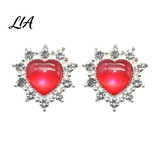 Sweet Style DIY Ornaments 2Pcs Cat Eye Heart Faux Gems, Alloy Rhinestone Brooch Buttons, 23mm Craft Supplies Flatback Gemstone Hearts for Hair