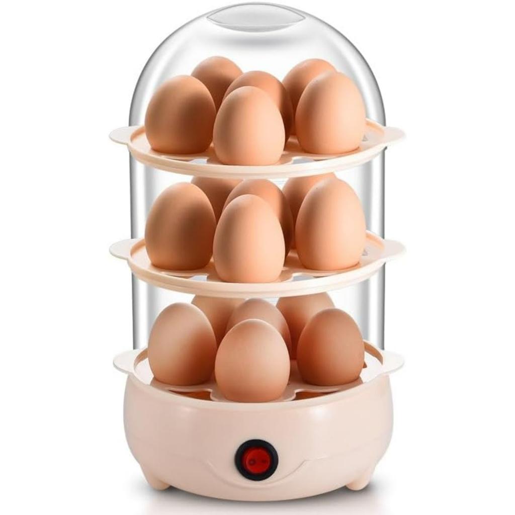 Electric Egg Steamer Compartment Cooker With Auto Shut Off For Perfect Hard Soft Boiled Eggs Kitchen Tool Power Protection for Breakfast
