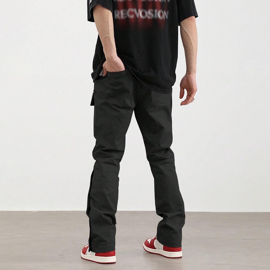 Мужские однотонные брюки прямого кроя в стиле ретро с широкими штанинами, мужские повседневные модные брюки с несколькими карманами