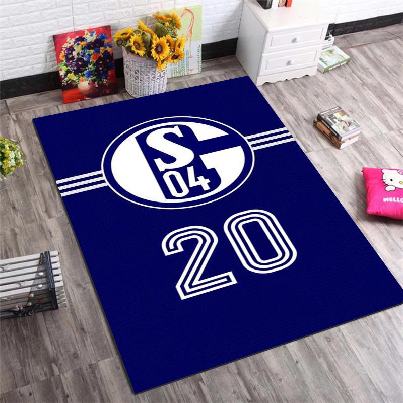 Schalke 04 Rectangular Rug, S04 Club Crest Number 20 Print Non Slip Floor Mat for Fan Living Room Bedroom Decor