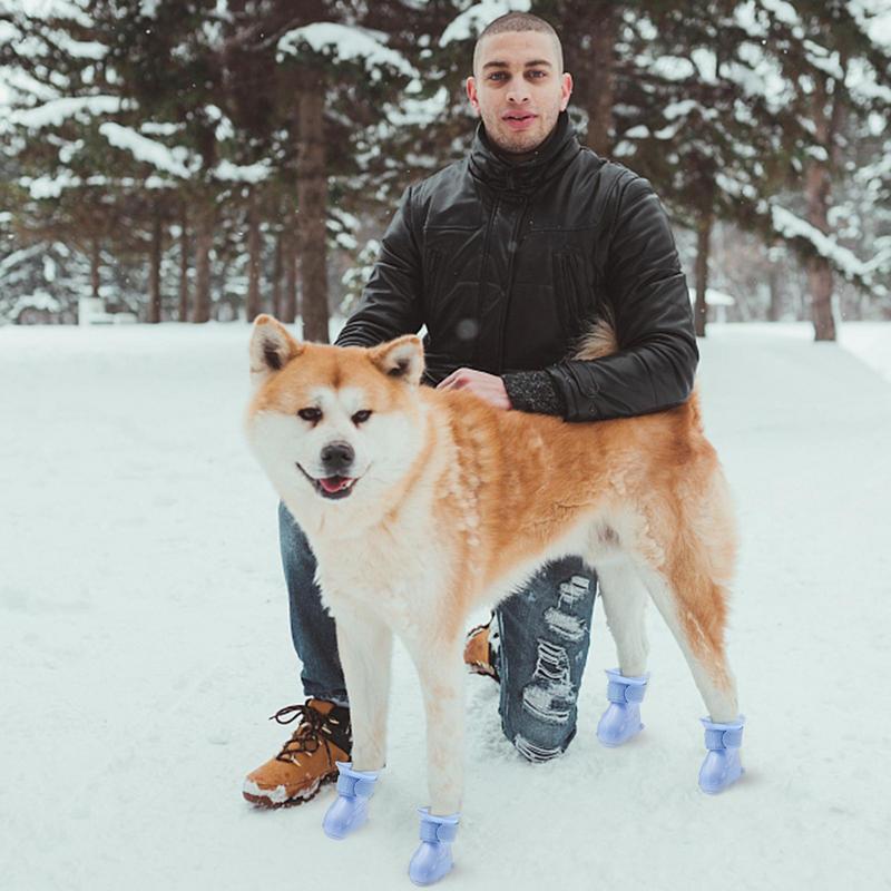 Зимние сапоги для собак, защита лап, противоскользящие сапоги для собак, зимняя обувь, регулируемые мягкие зимние сапоги для собак, 4 шт., обувь для щенков для маленьких