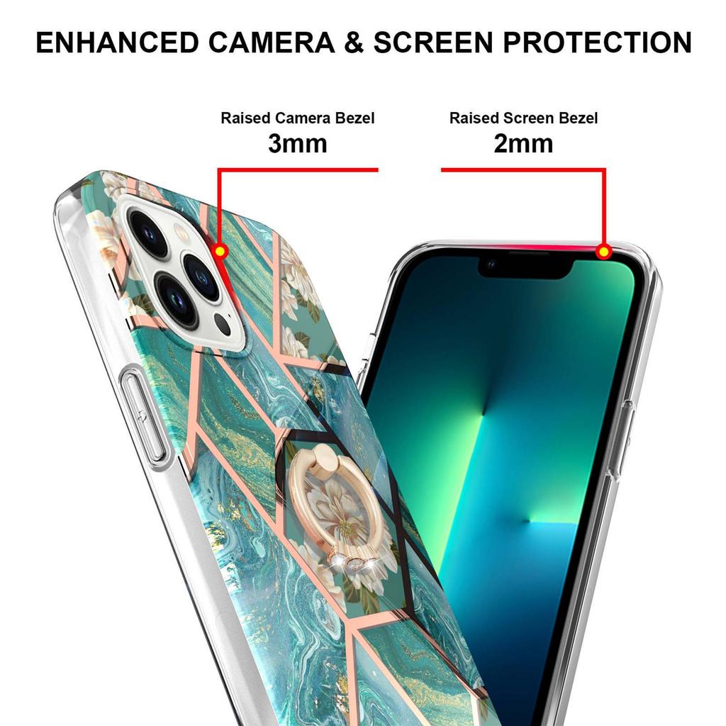 Кольцо-скоба Golden Border Grid Marble Flower IMD Ультратонкий чехол для телефона iPhone 12 12ProMax 11ProMax XSMax XR XS iPhone 7 8 SE iPhone 13 14 15