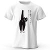 Whimsical Hand-Drawn Cat Print 100% Cotton T-Shirt, Lightweight Round Neck Short Sleeve Tee, Unisex Playful Style