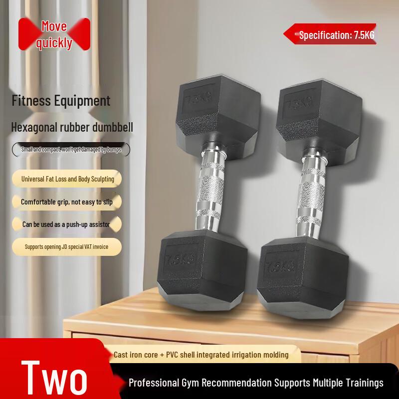 Juedong Rubber-Coated Hexagonal Dumbbell Set
