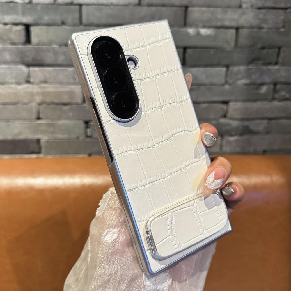 Luxury Crocodile Pattern Leather Case For For Samsung ZFold 7 6 5 4 3 5G Mirror Fold Satnd Holder Shockpoof Protection Bumper Cover