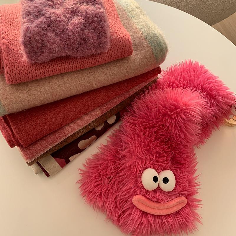 Pink Scarf Women's New Autumn and Winter High-end Feeling Raspberry Powder Warm Shawl Versatile Scarf