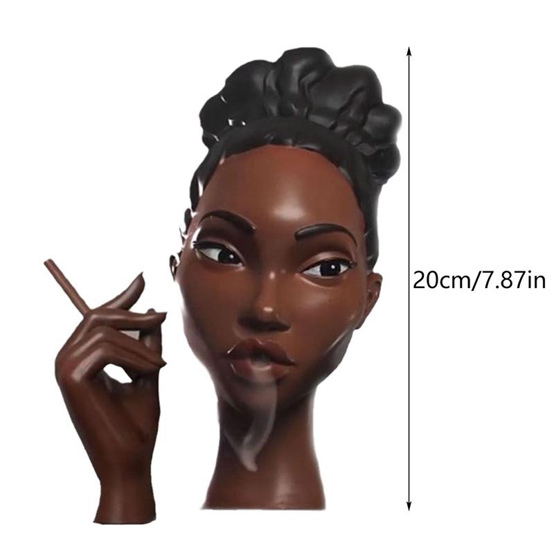 Black Woman Head Incense Burner Handmade Incense Holder Decorative Airflow Incense Burner Statue Art Decor For Aromatherapy