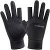 1 Pair Winter Fishing Gloves Women Men Universal Keep Warm Fishing Protection Anti-slip Gloves 2 Cut Fingers Outdoor Use Angling