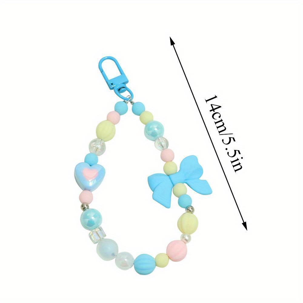 Mobile Phone Lanyard Wrist Strap Bag Pendant Car Keychain Girl Women Fresh Sweet Hand-held Chain Anti-lost Colofful Bead Keyring
