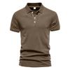 Летняя спортивная рубашка ПОЛО с лацканами, модная повседневная мужская однотонная с короткими рукавами