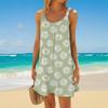 Women's Fashion Summer Beach Casual Print Sleeveless Cute Mini Sling Dress