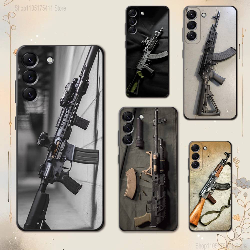 Чехол для телефона AK47 Пистолет Пули Для Samsung Galaxy A 73,72,51,53,52,71,22,5G,Note,J7,8,9 Мягкий Черный Чехол