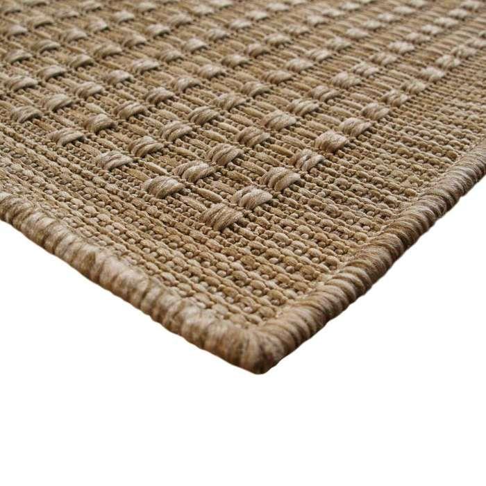 Tapis aspect jute motif damier beige 160x225