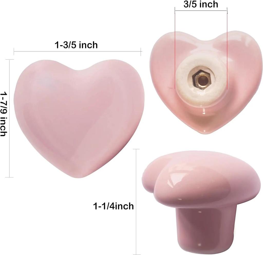 Керамические ручки для выдвижных ящиков в форме сердца, ручки для комода шкафа с винтами 3 размеров, ручки для кухонной мебели для шкафа-купе