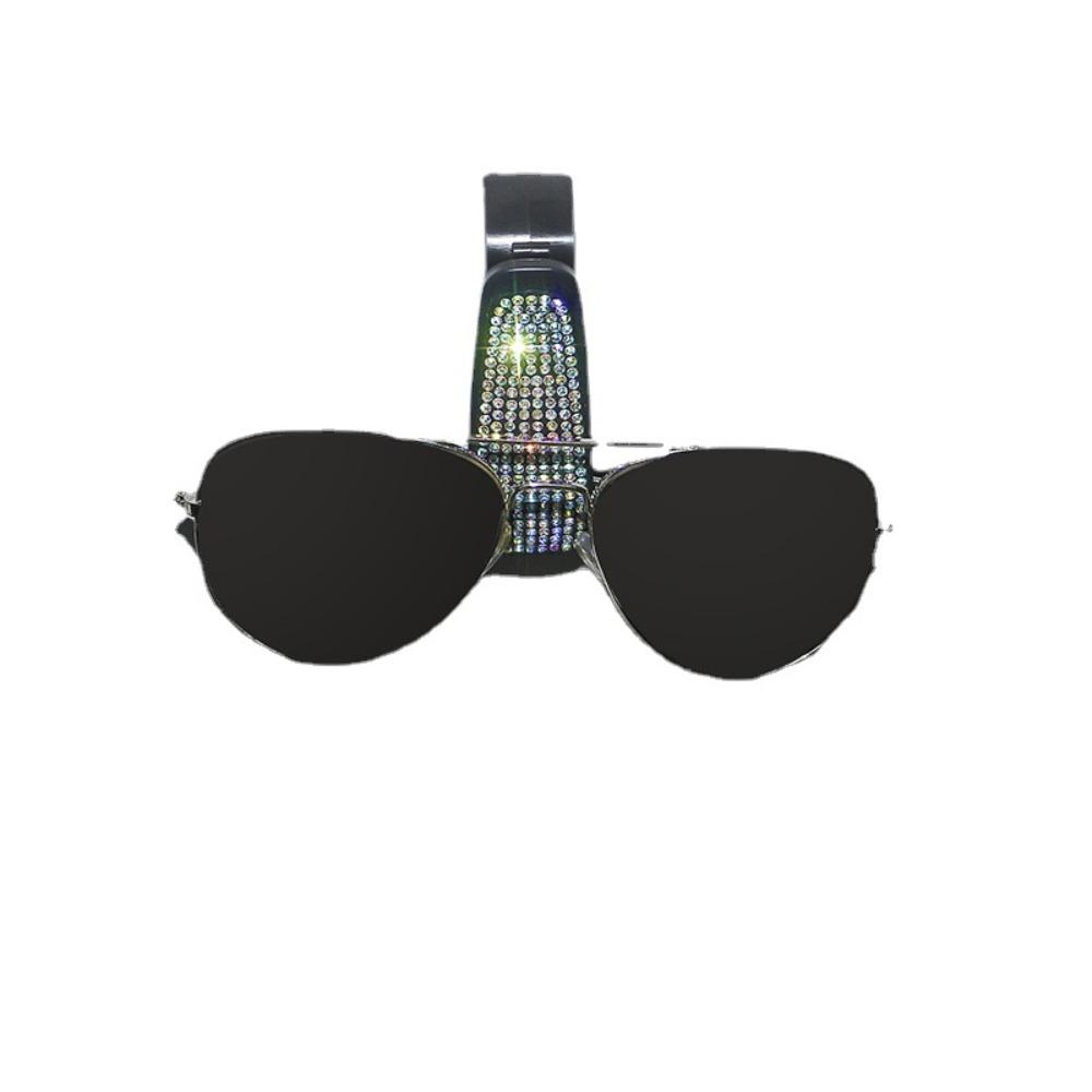 Crystal Sunglasses Clip Portable Sun Visor Mount Car Decoration Car Sunshade Glasses Case Women