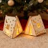 4pcs Christmas Decorative Wooden Triangular Tent Houses, for Holiday Decoration, Desktop Ornaments, Party Setups, Home Decor, and Holiday Gifts