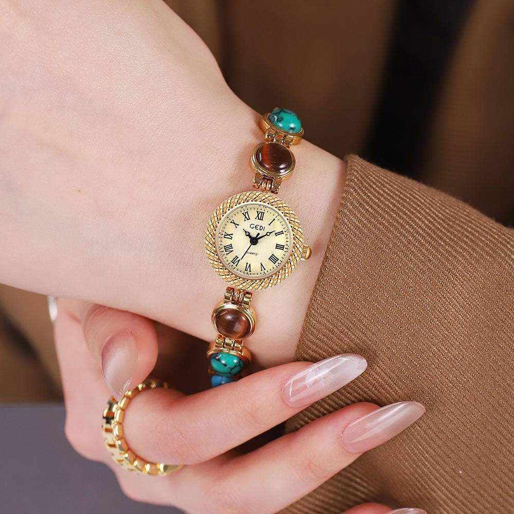 Женские винтажные часы-браслет класса люкс, брендовые, высококлассные, с семицветной цепочкой, модные женские кварцевые наручные часы в подарок