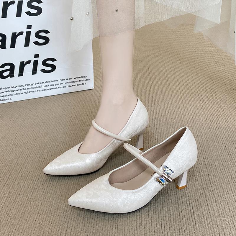 Fashion 2025 Women Silk Modern Latin Shoes Satin Cost-effective Waltz Tango Dancing Heels Closed Toe Salsa Shoes