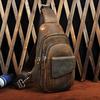 Men Real Leather Casual Fashion Multi-functional Crossbody Chest Sling Bag Design Travel One Shoulder Bag Daypack