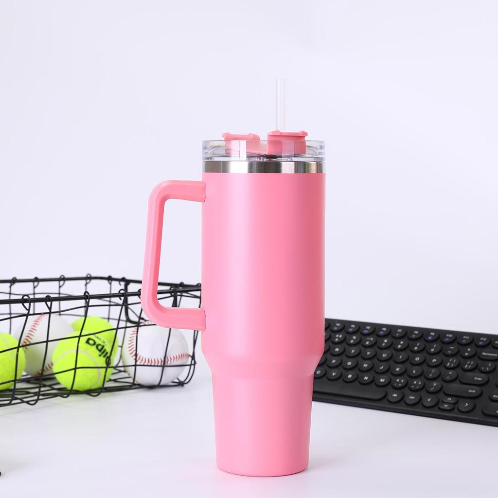 Автомобильная кружка из нержавеющей стали объемом 40 унций с ручкой и трубочкой, изолированная для холодных напитков