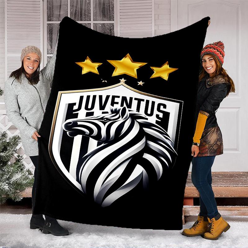 Juventus FC logo printed throw blanket—soft,warm;versatile blanket for all seasons—perfect as &air-conditioning throw,nap blanket