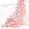 Artificial Flowers Cherry Blossoms Vines Silk Flowers Sakura Rattan Christmas Ornament Hanging Garland Wedding Home Decoration