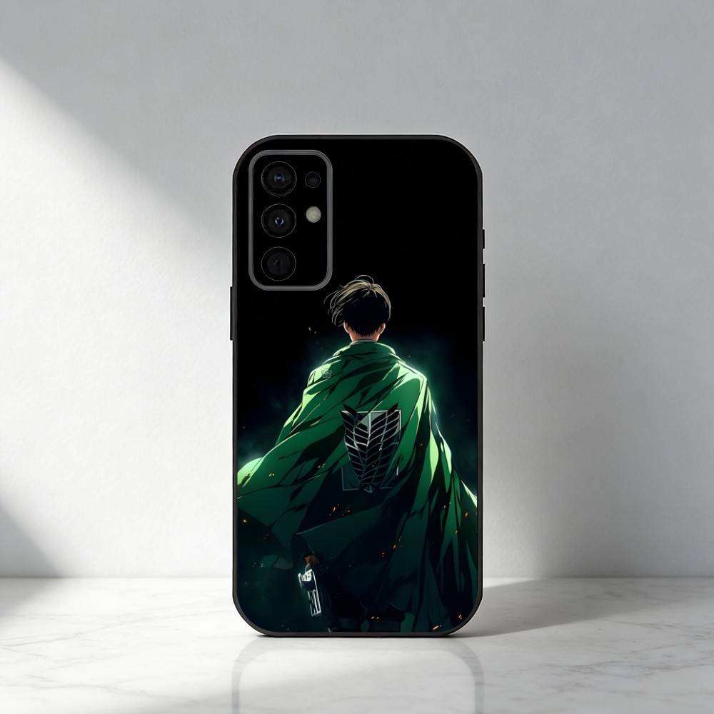 Чехол для телефона с аниме ATO L-Леви Аккерман для Samsung S25, S24, S21, S22, S23, S20, Ultra, S26, Plus, Fe, Note, 5G Черный