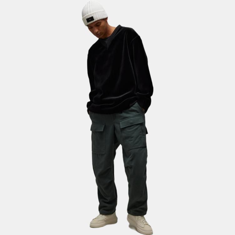 Y-3 Velvet Crew Casual Solid Pullover Sweatshirt Unisex Sweatshirt Black IL2146