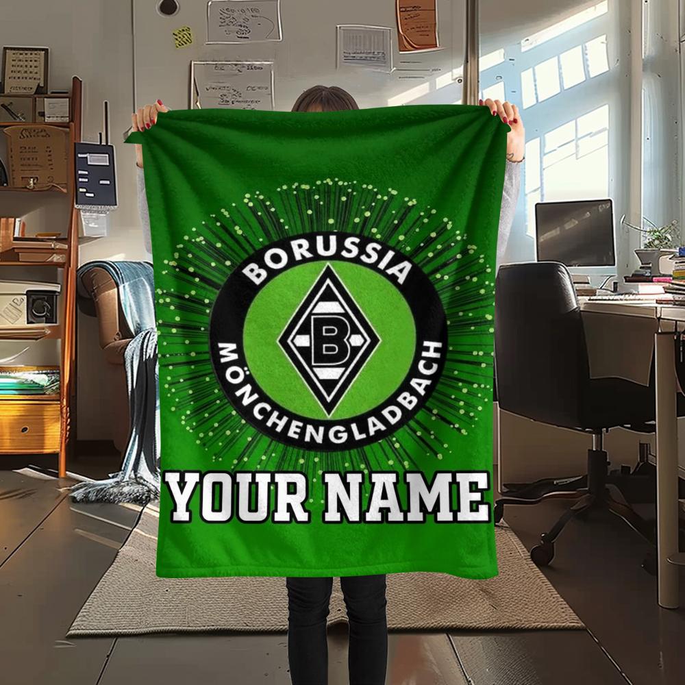 1PC Custom Name Vfl Gladbach Patterned Flannel Blanket Suitable For All Seasons for Home Decor Warmth and Comfort Gifts Holiday Present