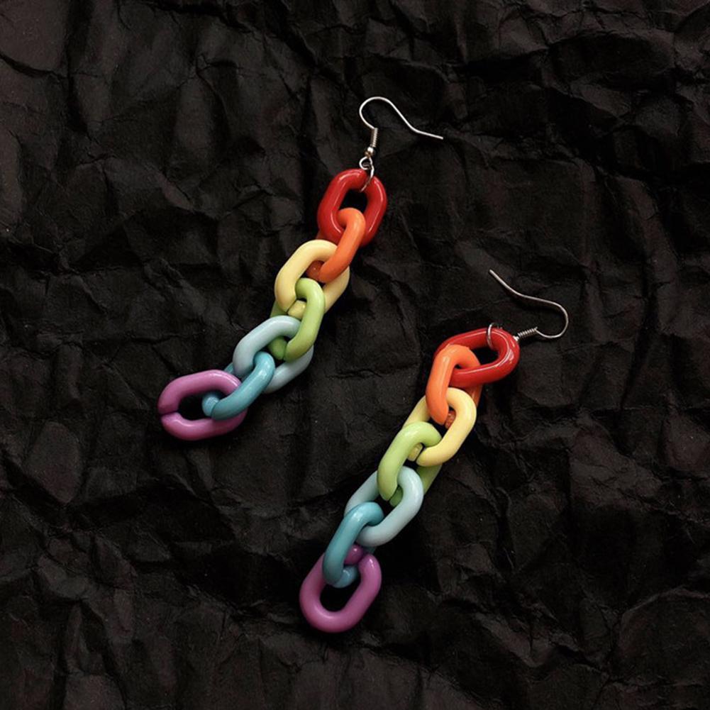 Модные женские серьги пластиковые в виде цепи