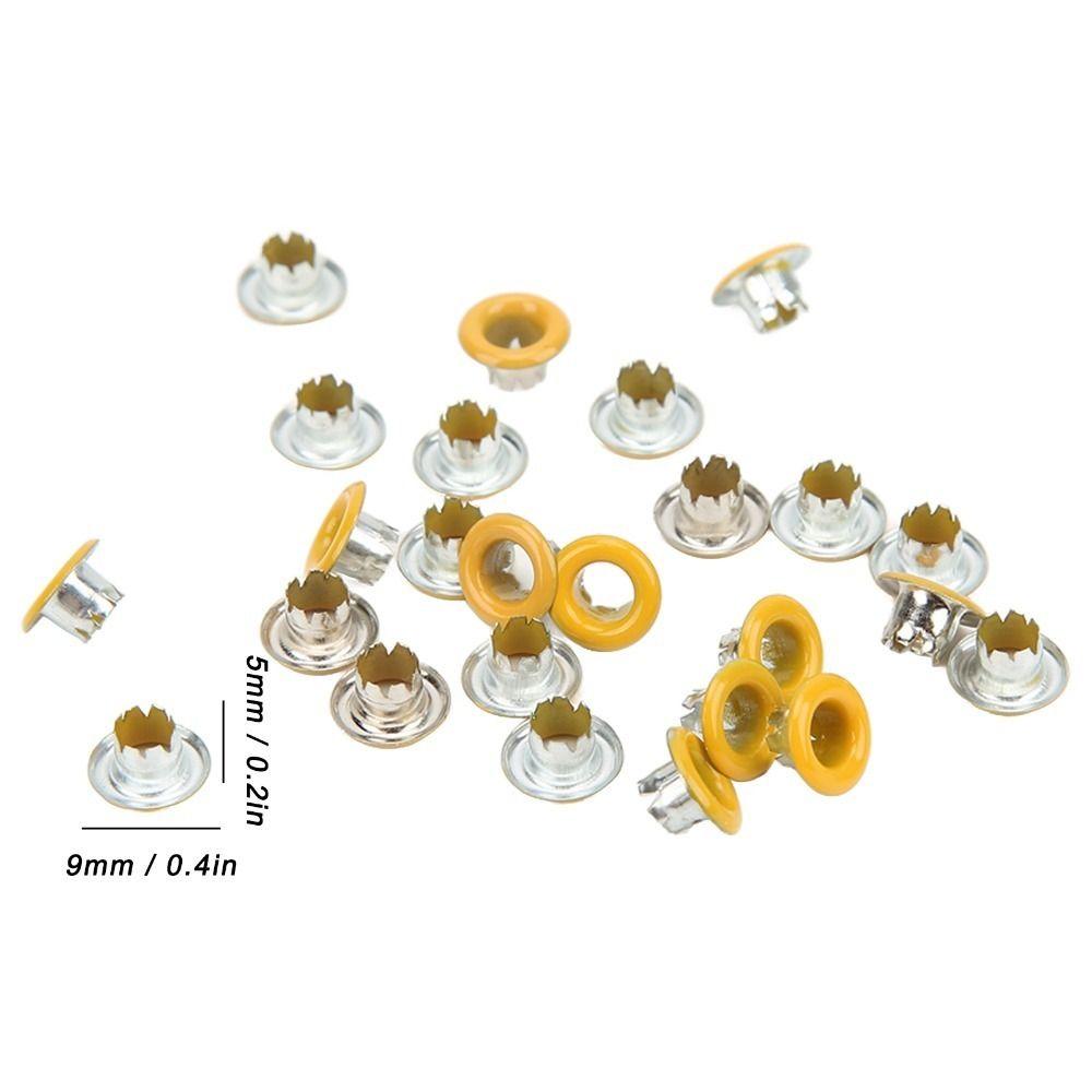 500pcs Yellow & Blue Metal Eyelets Kit 4.5mm Hole Round Grommets Set  For DIY Projects