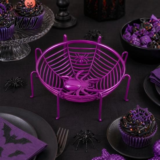 Прочная Halloween-миска Корзина-паутина, Пластиковая миска для фруктов с дизайном паутины, Качественный держатель для угощений или конфет "Сладкое или гадость" для обеденного стола,