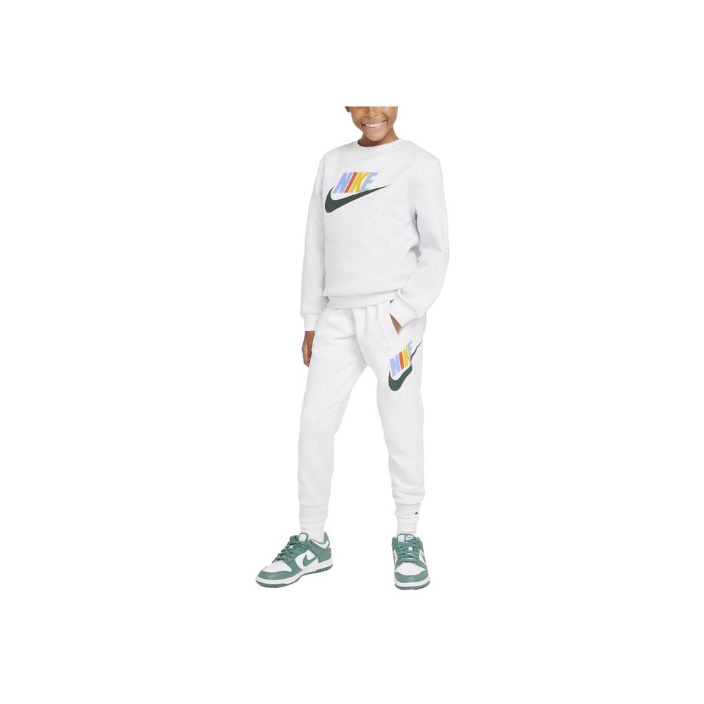 Nike Свитшот с круглым вырезом, логотипом, длинным рукавом, детские топы, белый FD2992051