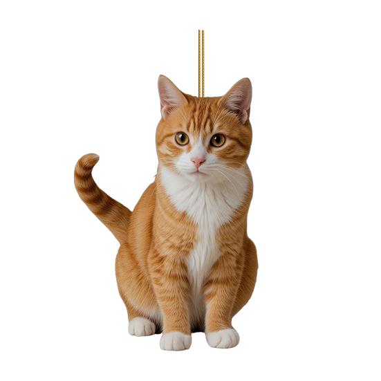 Acrylic Cat Pendant with Lanyard Easy To Hang Lightweight Design Adorable Kitty Christmas Decoration Tree