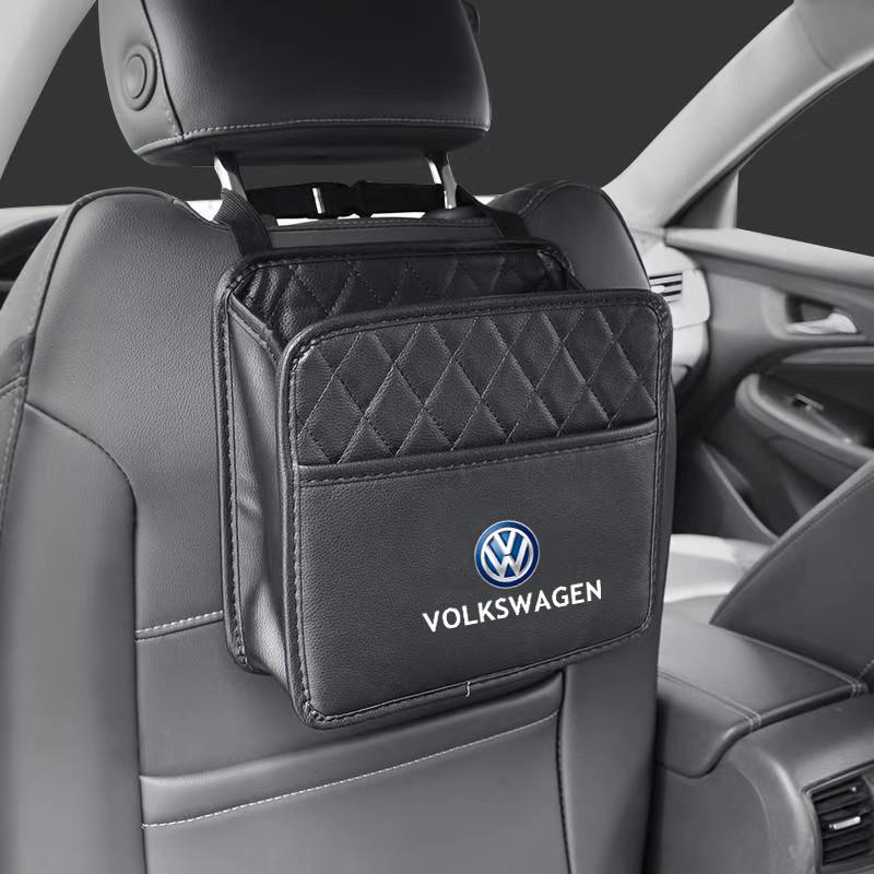 2026 Hot Valve Stems Caps Leather Car Seat Storage Bag Garbage Box Hanging Case Organizing Tools For Volkswagen VW RLine R GTI Golf Amaro ET1