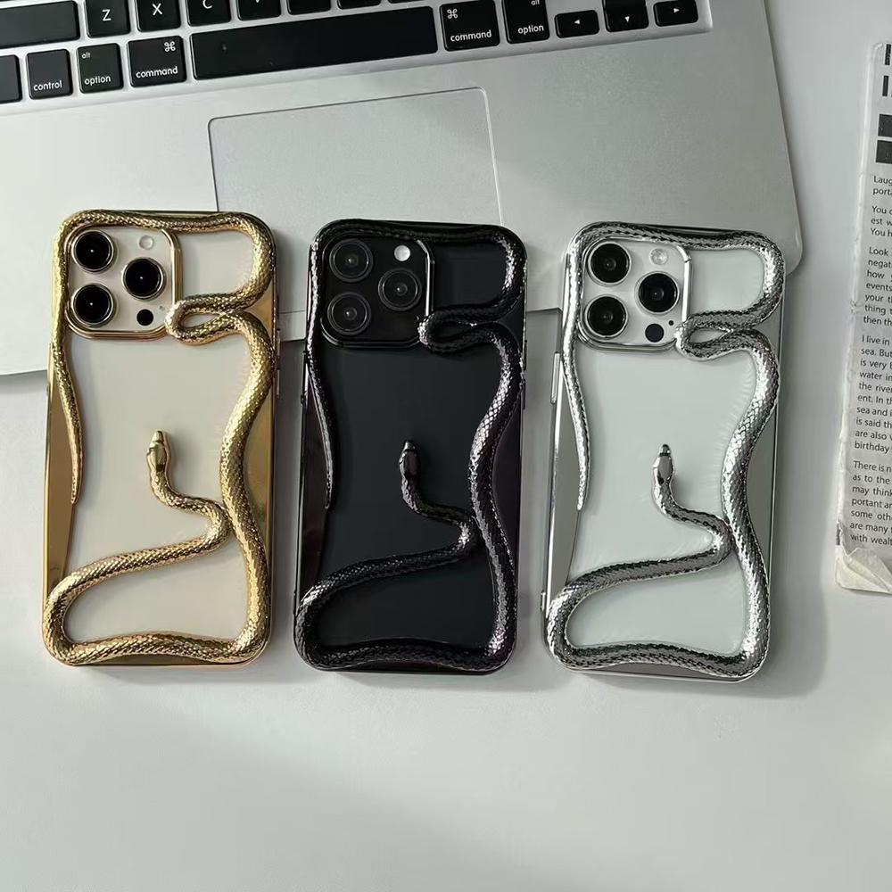 Для iPhone 16 Pro Бампер Чехол 3D Змея Полый ТПУ Чехол для телефона