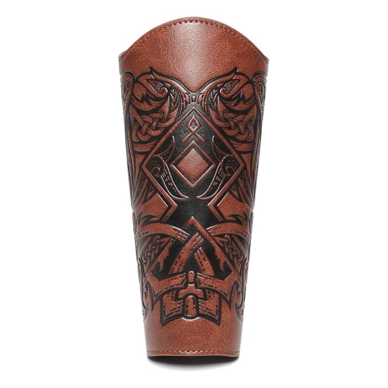 Middle Ages Wristband Perfect for Costume Parties Gatherings Cosplay Embossed Gauntlet Bracer Gauntlet Brown Wristband