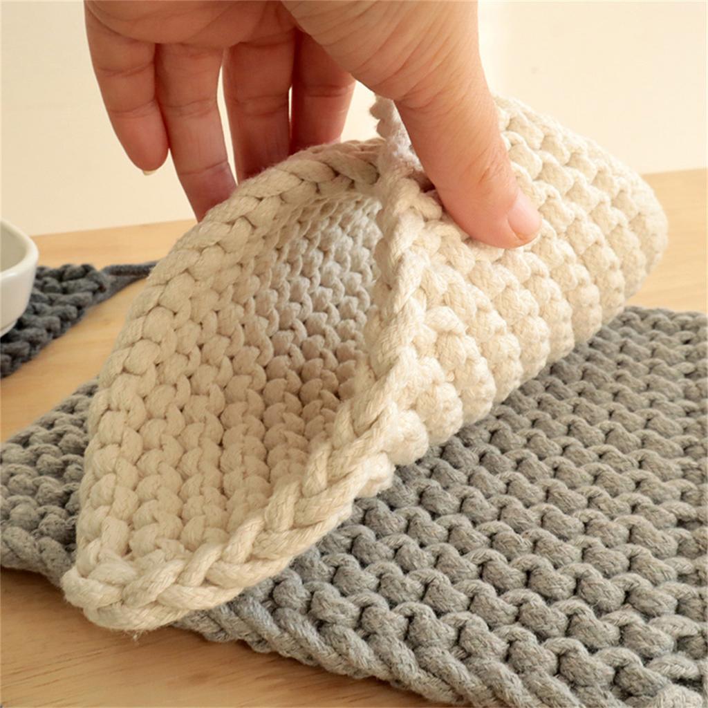 Pot Holder, Kitchen Essential, Cotton, Heat Resistant Crocheted Potholder With Hanging Loops Square Hot Pads For Kitchen, Cooking And Baking