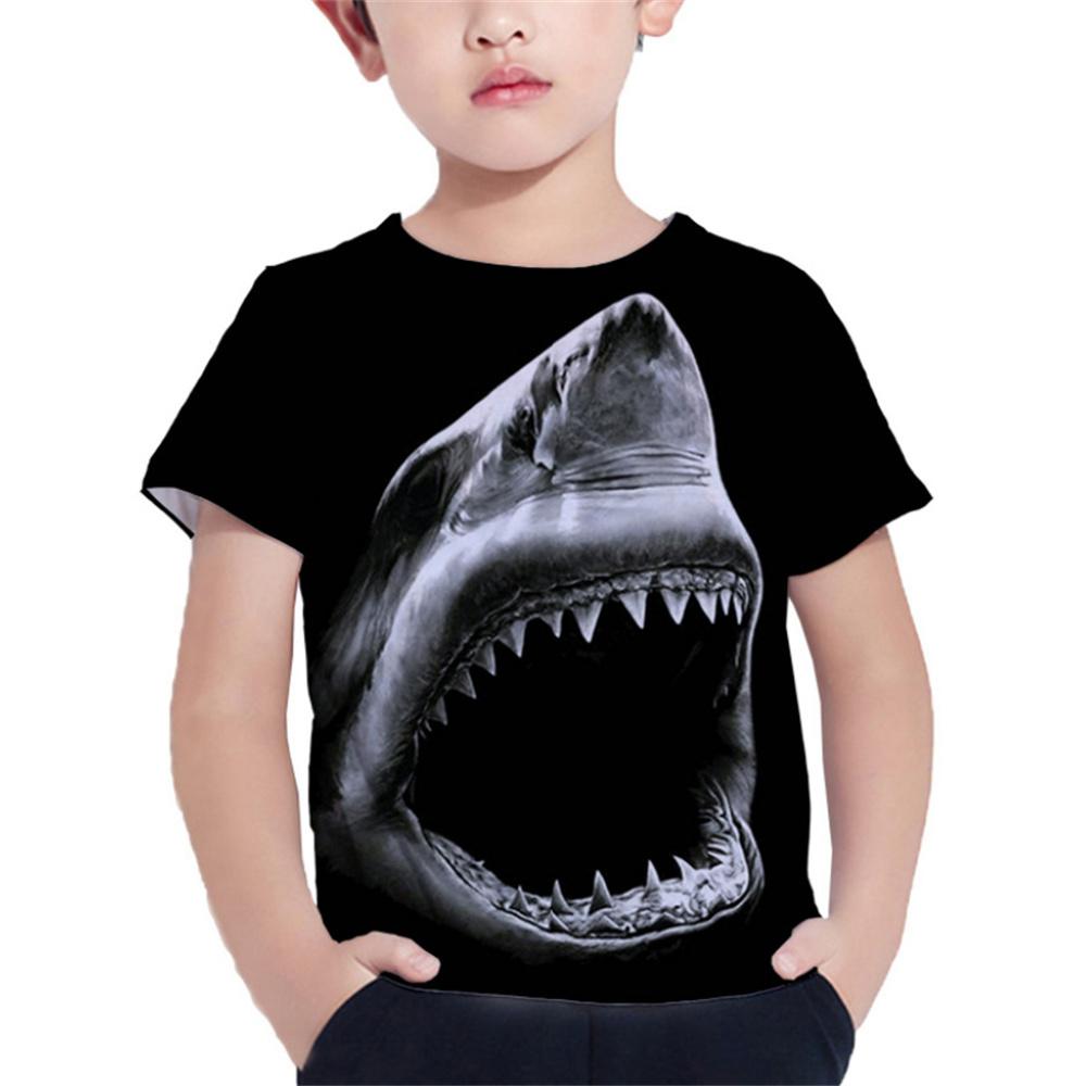 Футболка с изображением акулы, детская одежда, летняя футболка с изображением животных, синяя футболка с морским принтом для мальчиков, детский топ, 2023, футболки с короткими рукавами и 3d принтом для девочек