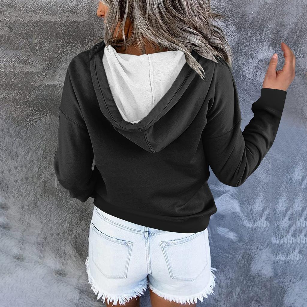 Women's Casual Fashion Solid Color Long Sleeve Pullover Hoodies Sweatshirts