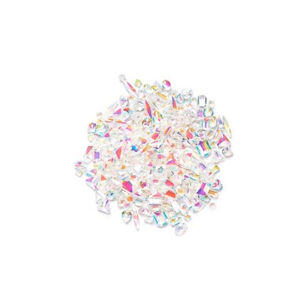 May Brown Glass Aurora Nail Stone V Cut M02267, Mixed Colors, 130 Pieces