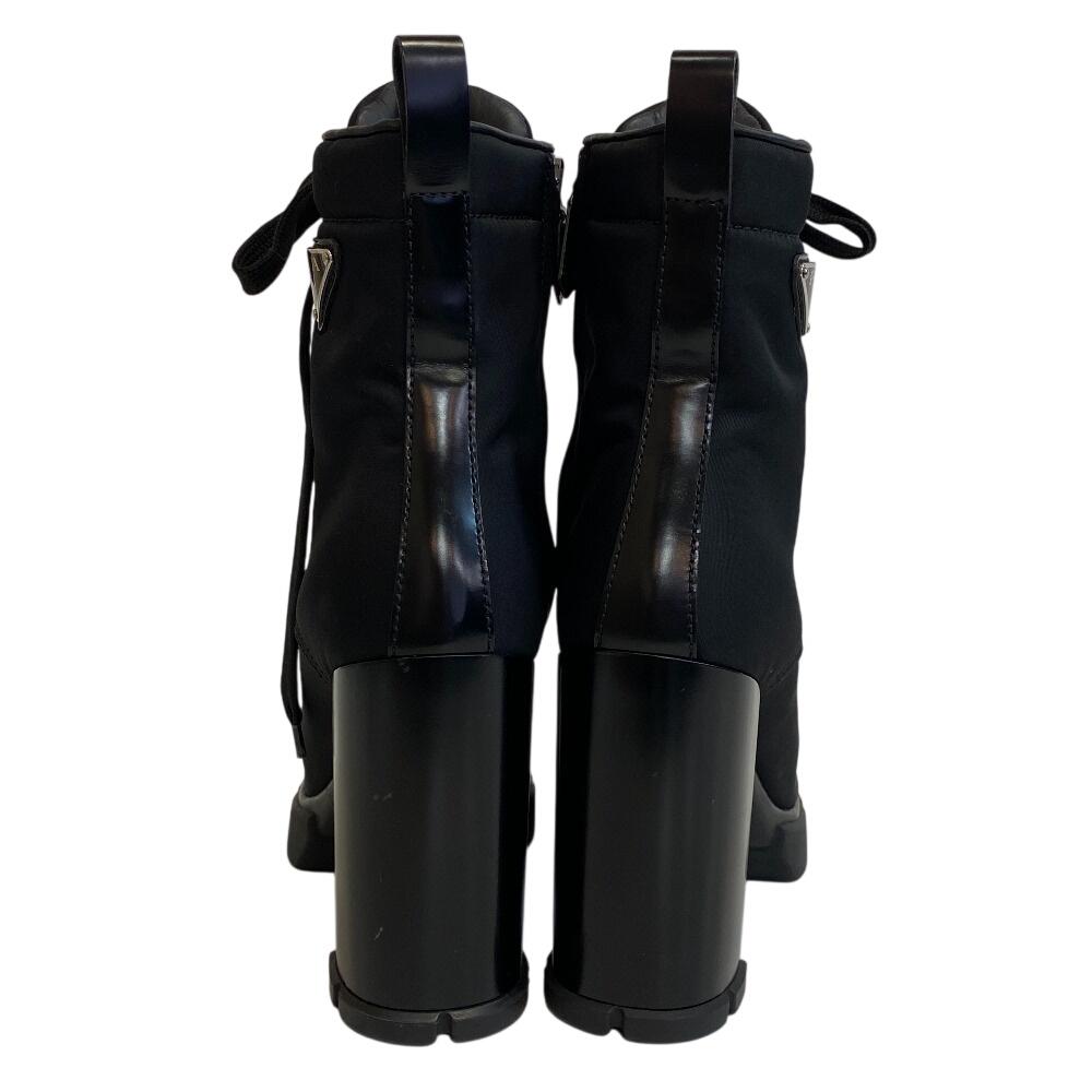 PRADA short boots lace up Triangle logo Re-Nylon Nylon boots black Nylon Women Used
