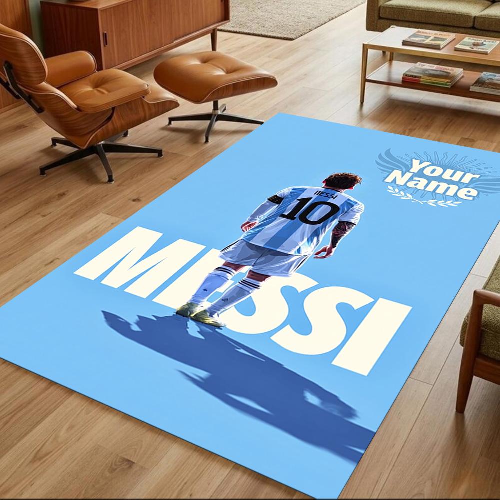 Football Messi Customized Name Floor Mat Suitable for Living Rooms Hallway Playrooms Study room Anti-slip Rug Decorate Offices