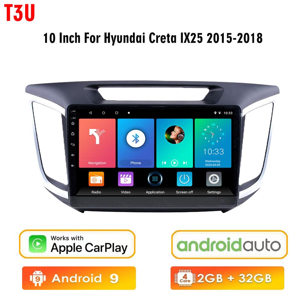 icreative Автомобильная магнитола Android для Hyundai Creta IX25 2015-2018, мультимедийный плеер 2 Din, навигация, GPS Carplay, стерео 2Din, авто
