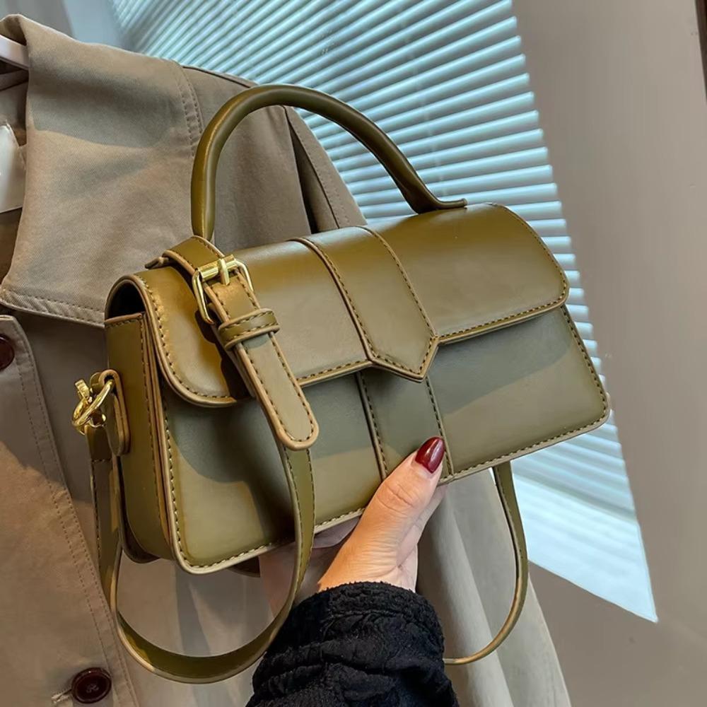 Pu Leather Women Commute Crossbody Bag Square Carrying Vintage Underarm Handbag Minimalist Waterproof Fashion Shoulder Bag