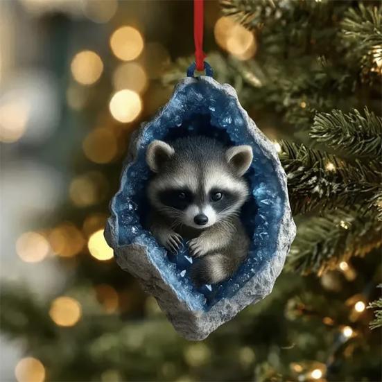 Геода Животное Адвент-календарь 2025 24 дня Календарь обратного отсчета с 2D акриловыми лесными кристальными пещерными животными, елочными украшениями